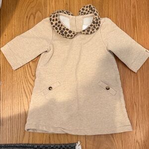 Janie and Jack Tan Dress with Polka Dot Collar